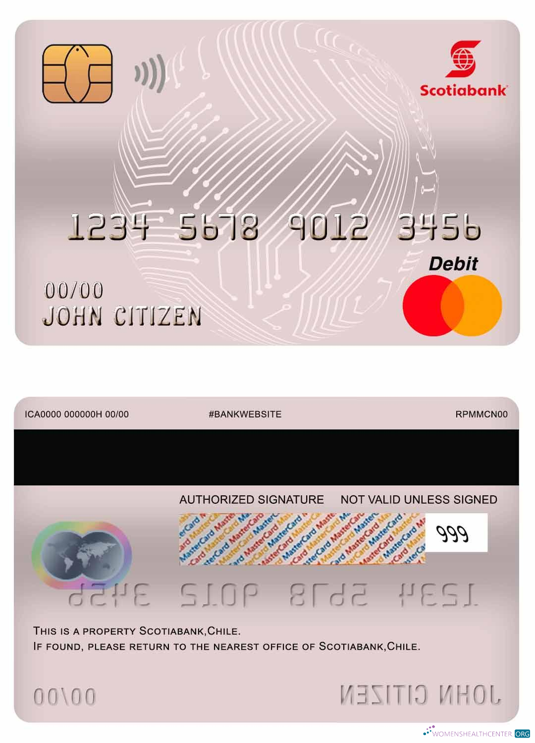 Download Chile Scotiabank master debit card Photoshop template